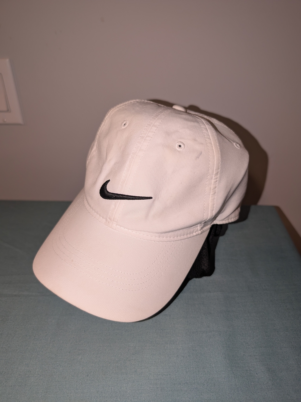 Nike White Baseball Cap with Black Swoosh